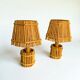 Pair of French Riviera bamboo & rattan table lamps, Louis Sognot's style, 1960s