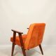 Fauteuil scandinave en velours orange par Chierowski, 1962