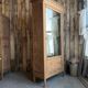Antique mirrored wardrobe in pitch pine (renovated)