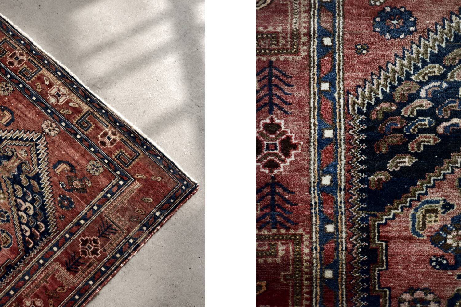 Vintage Hand-Woven Middle Eastern Oriental Hamadan Kamse Rug, 1960s