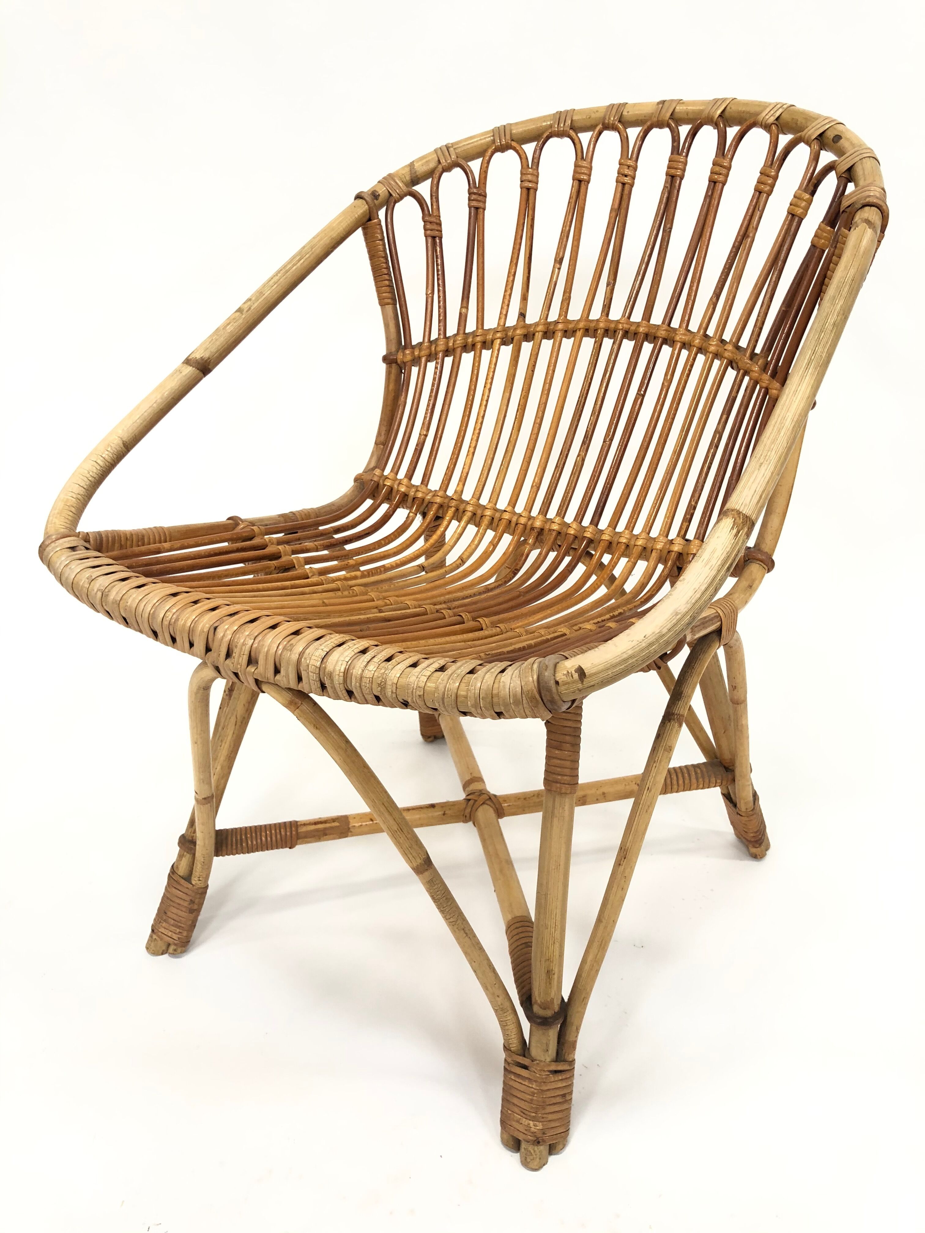 Fauteuil en rotin de Rohe Noordwolde, 1960, Pays-Bas