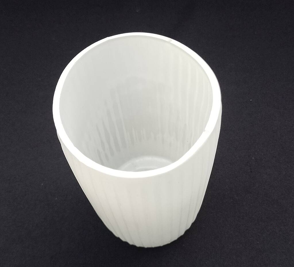 Mid Century Modern White Glass Light Shade Set of 3 Long Stripes