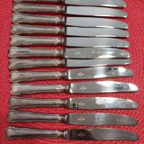 Set of 12 small knives in silver metal and stainless steel from the Ravinet d'Enfer Paris brand