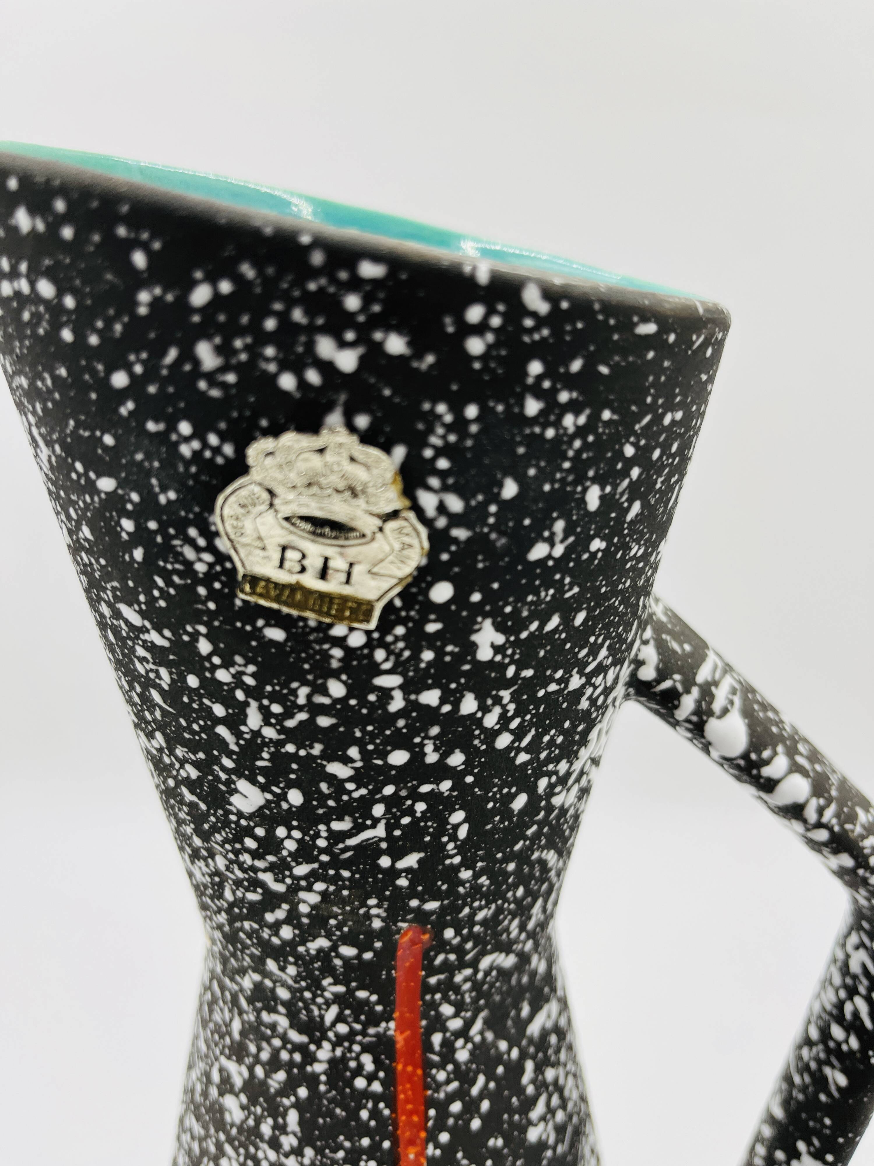 Vintage pitcher Hubert Bequet in speckled ceramic Belgium