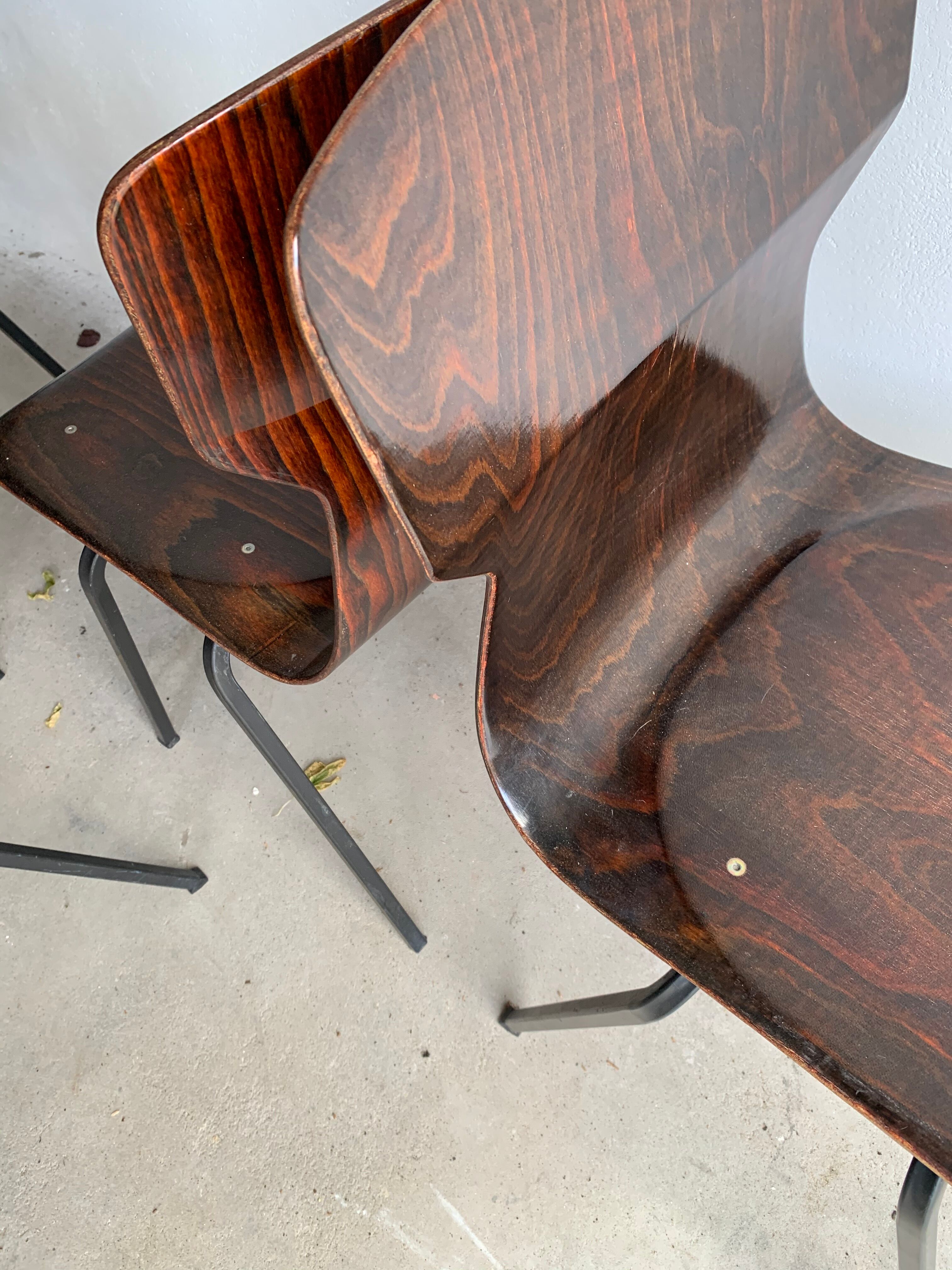 Set of 6 rosewood chairs Eromes