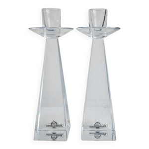 Paire de bougeoirs en - cristal