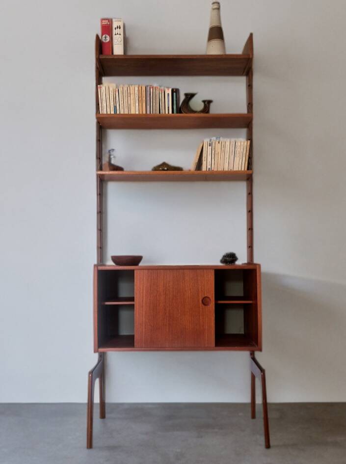 Meuble de rangement, bibliothèque scandinave en teck Ergo, 1960