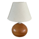 Lampe boule vintage en bois, abat-jour en tissu, années 80