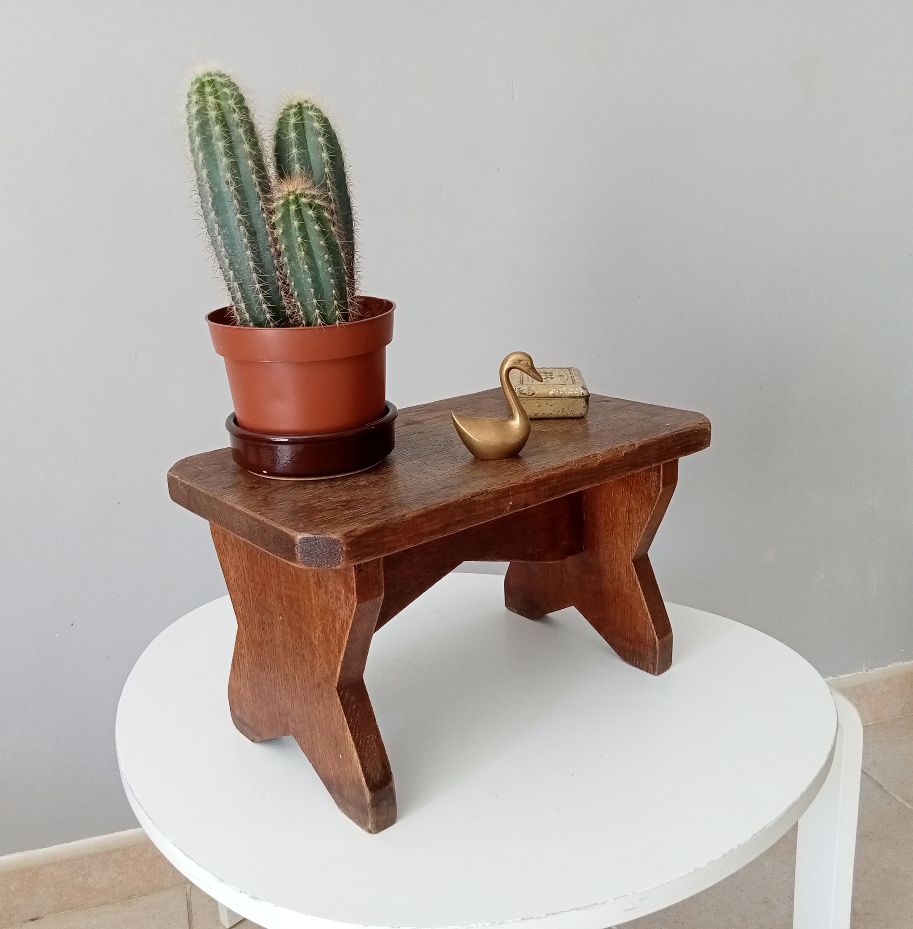 Antique solid oak stool