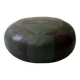 pouf rond en cuir véritable patchwork vert et marron, 1970