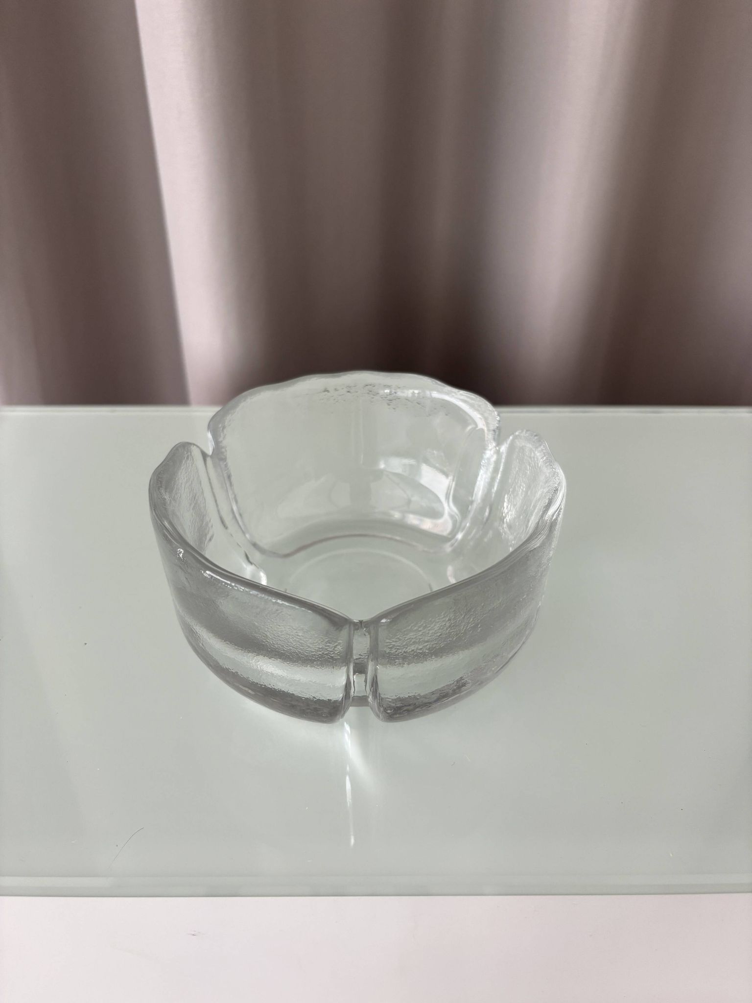 Vintage Scandinavian Textured Glass Ashtray | Organic Design | 1970s