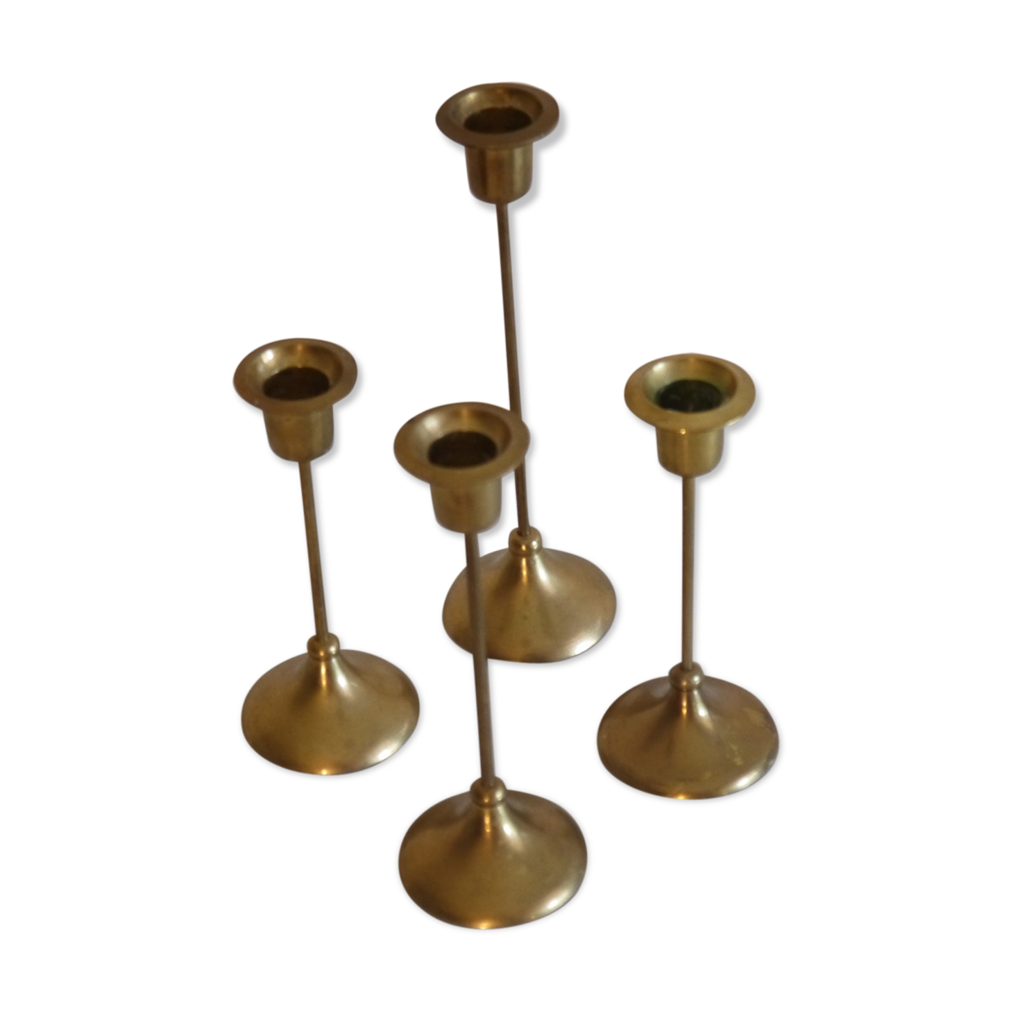 Batch of 4 vintage scandinavian brass candlesticks