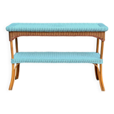 Vintage woven rattan and wicker console