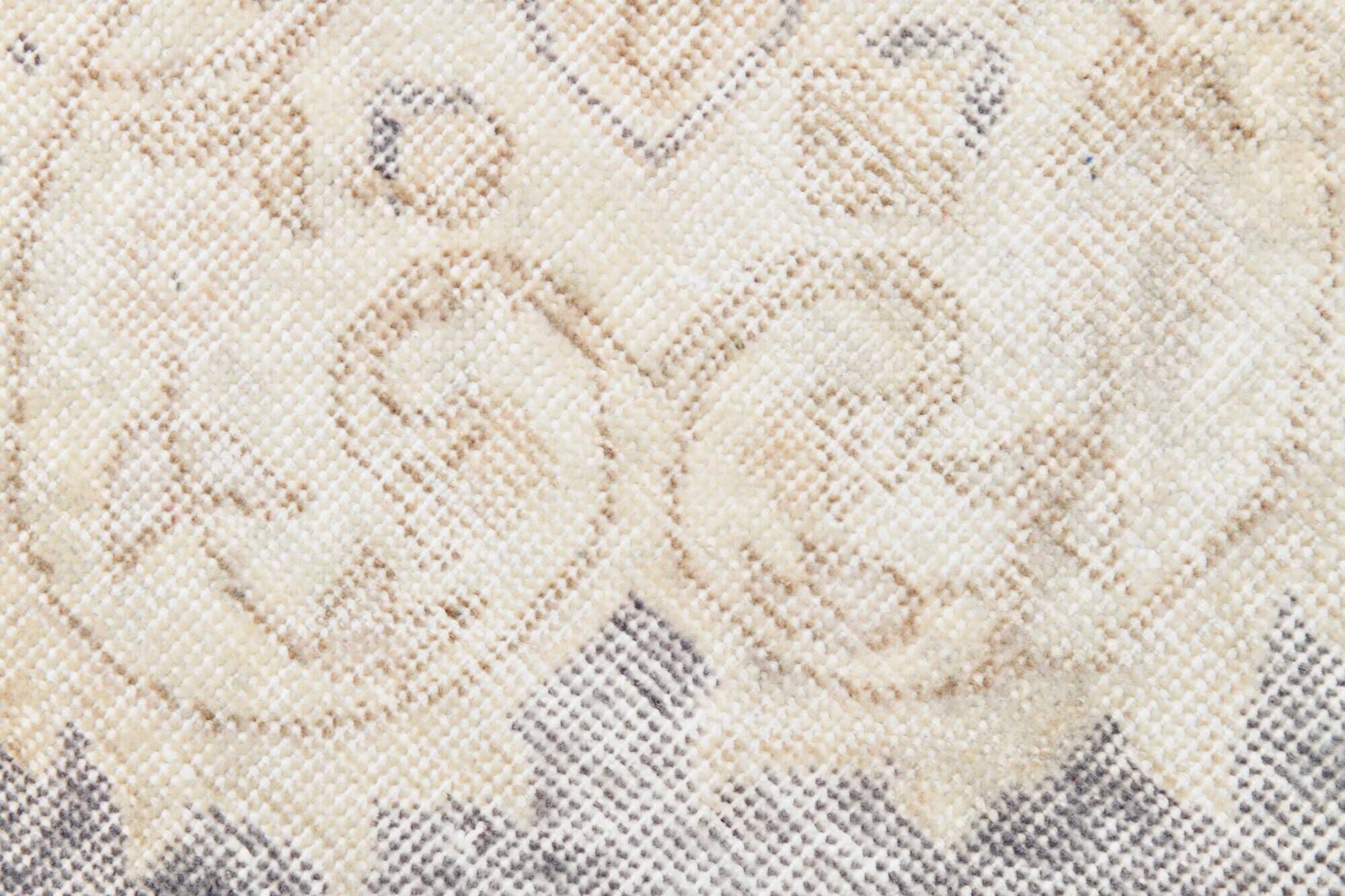 Vintage Light Blue & Cream Turkish Rug, Oriental Pattern Bedroom Carpet