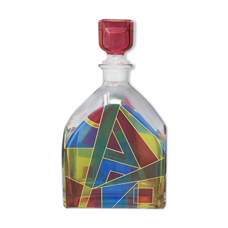 1970s decanter or decorative bottle by Luigi Bormioli, made in Italy