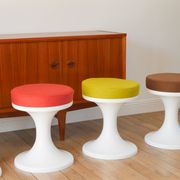 Tabouret tulipe en Plastique et Laine, Vert Matcha, Design Space Age, 1970