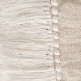 White Aussa plaid with fringe and shells