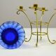 Brass and Cobalt Blue Glass Candle Holder, Sweden, 1960s