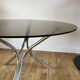 Dining / living table in chrome and smoked glass design 70s