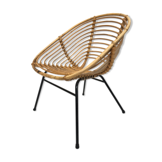 Vintage rattan armchair Dirk van Sliedrecht Rohe Noordwolde 60s Holland