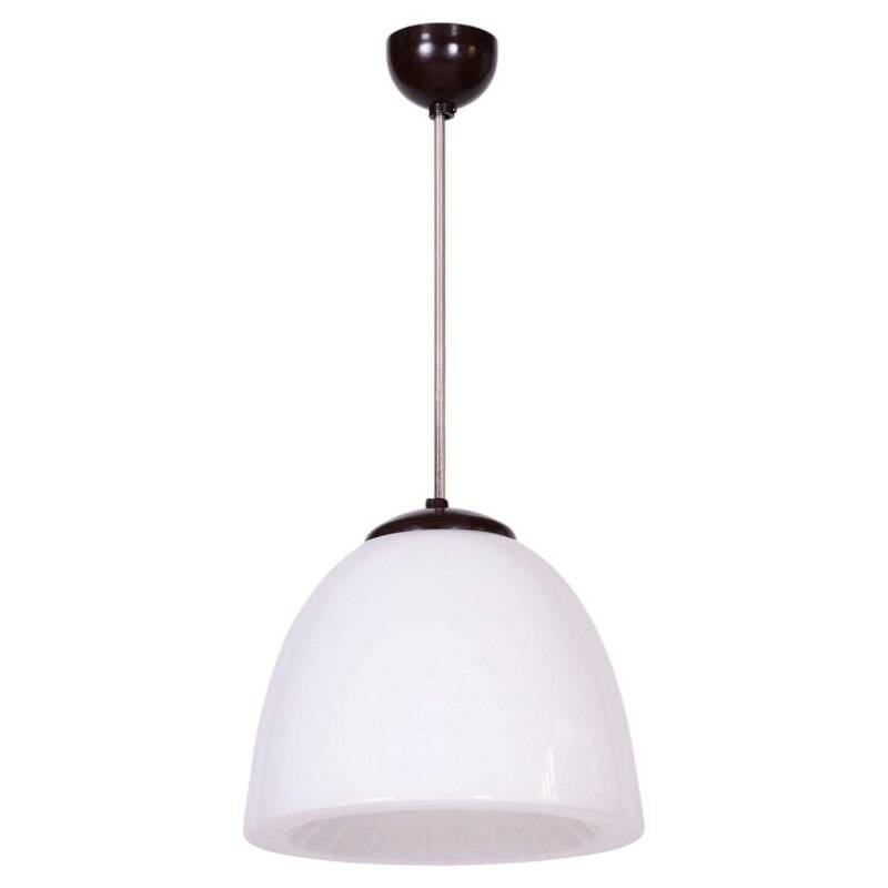 Mid-Century Modern Pendant Light in Chrome and Steel with Opal Glass, Czech, 1960s