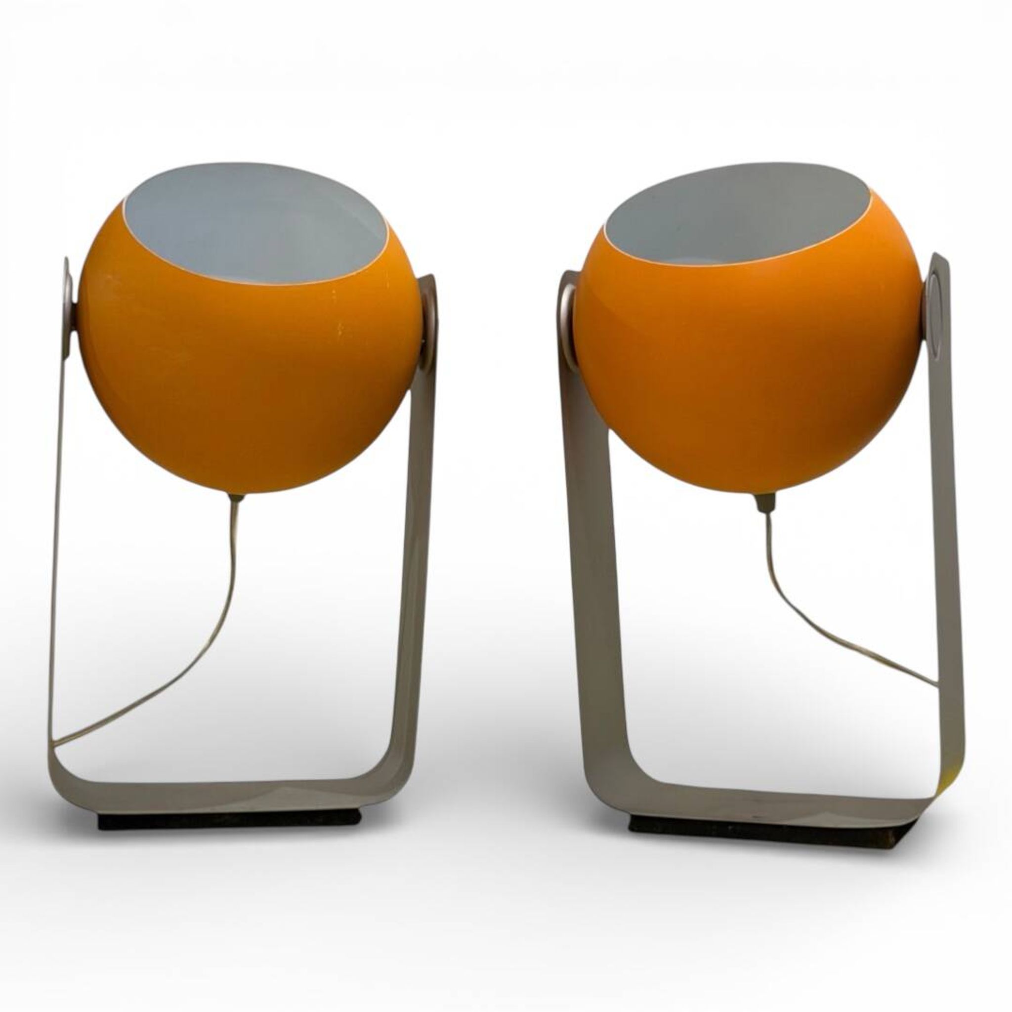 Pair of Space Age orange eyeball lamps by Massive Belgium