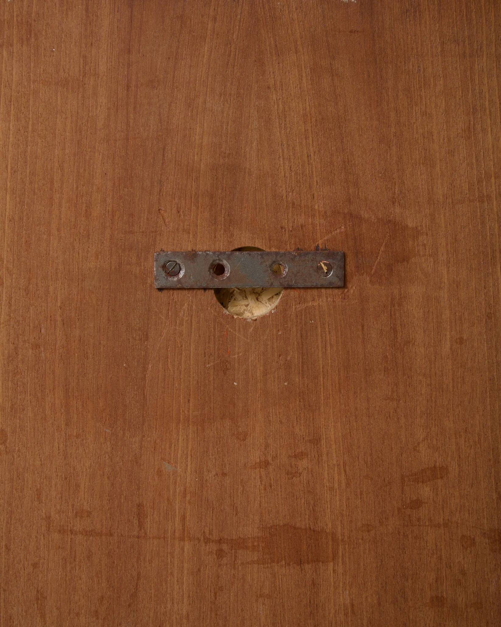 Miroir rond sur structure en teck, 1970