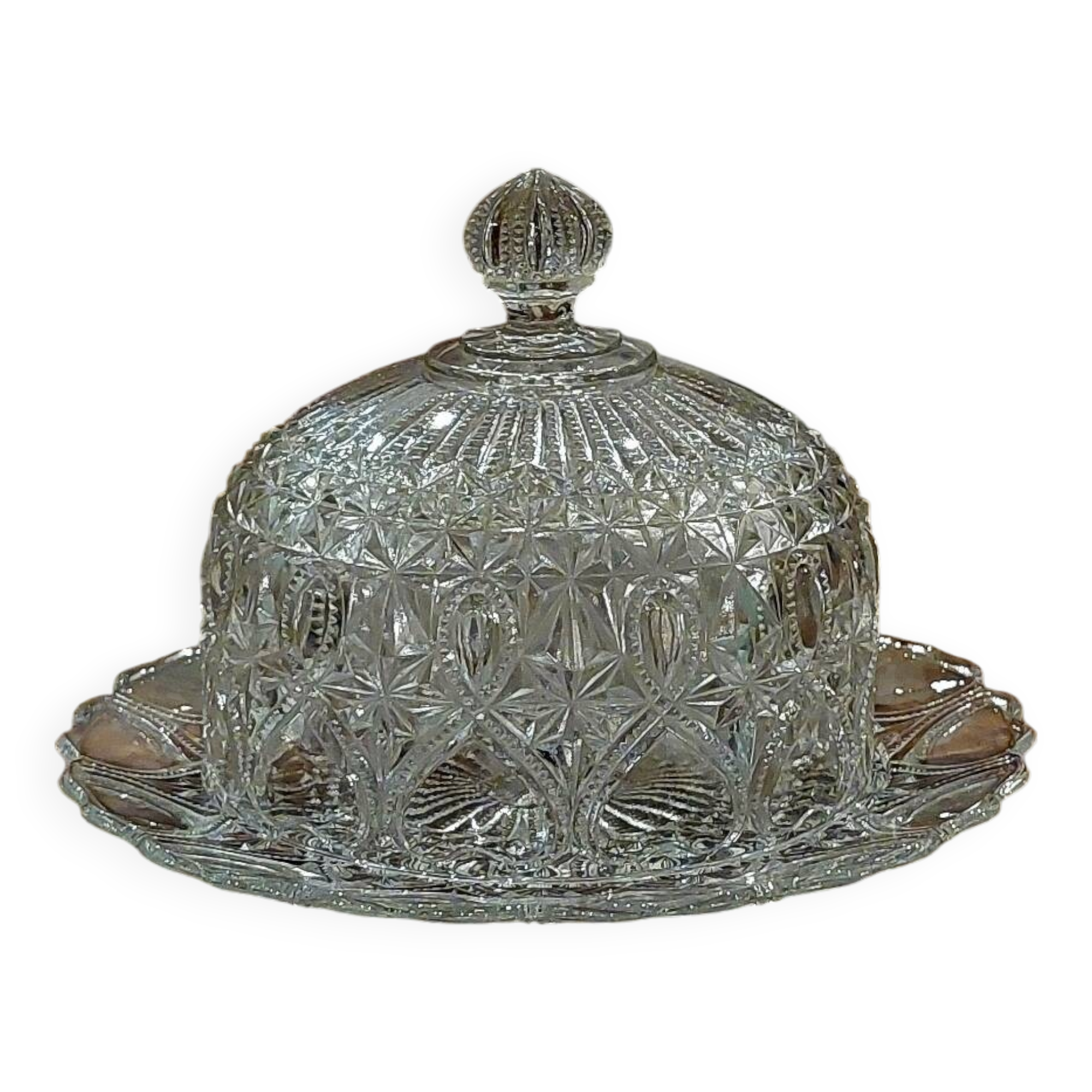 Vintage pressed glass bell jar