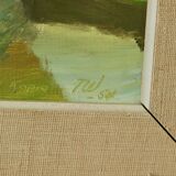 Framed oil on panel "Kopia" by TW, Sweden mid 20th century.