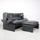 Canapé en cuir avec pouf par Vico Magistretti pour Cassina, années 1980, lot de 2