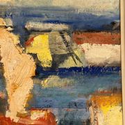 Original Swedish Oil on Canvas - "Abstract Harbour Motif" vintage