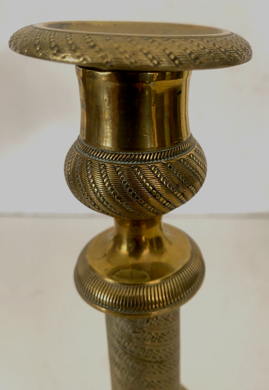 Pair of Louis XVI style candlesticks in chiseled and gilded bronze - XIXth century