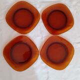 Suite of 4 amber dessert plates