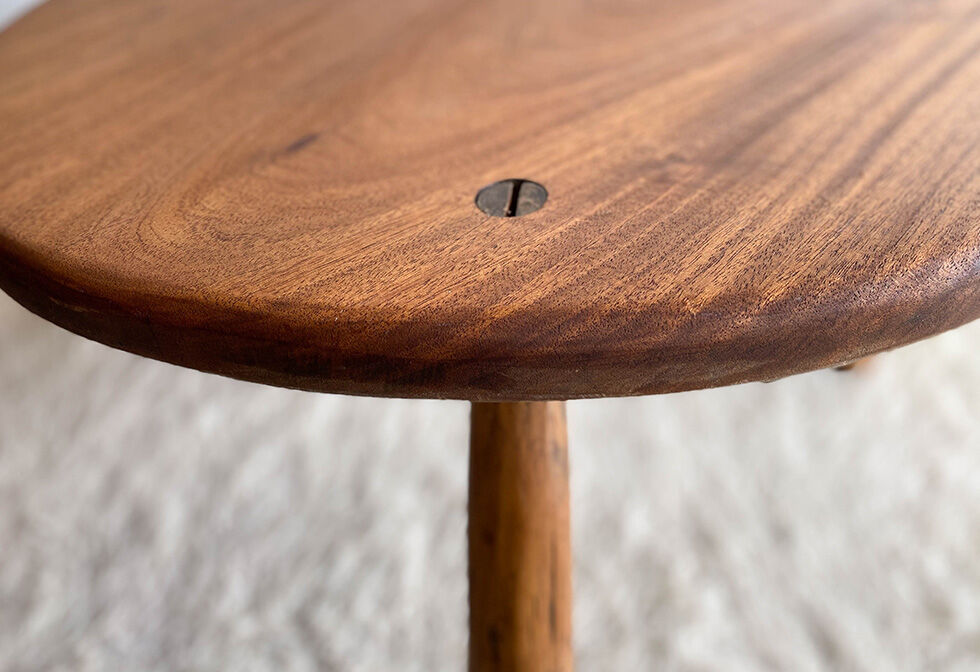 Brutalist wooden round table