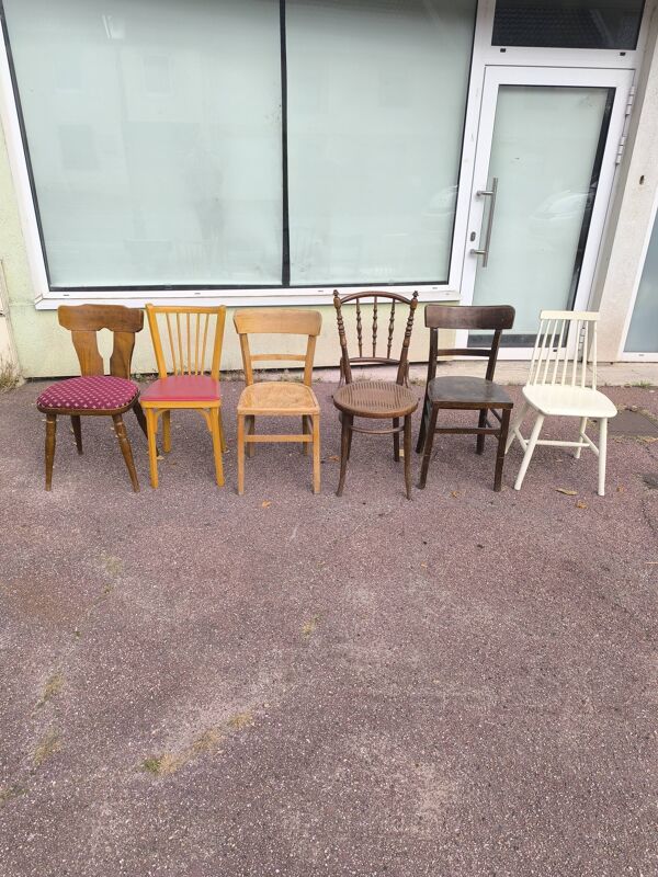 lot de 6 chaises bistrot dépareillées Vintage - Bois