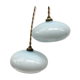 Paire de suspensions vintage en opaline bleu pale