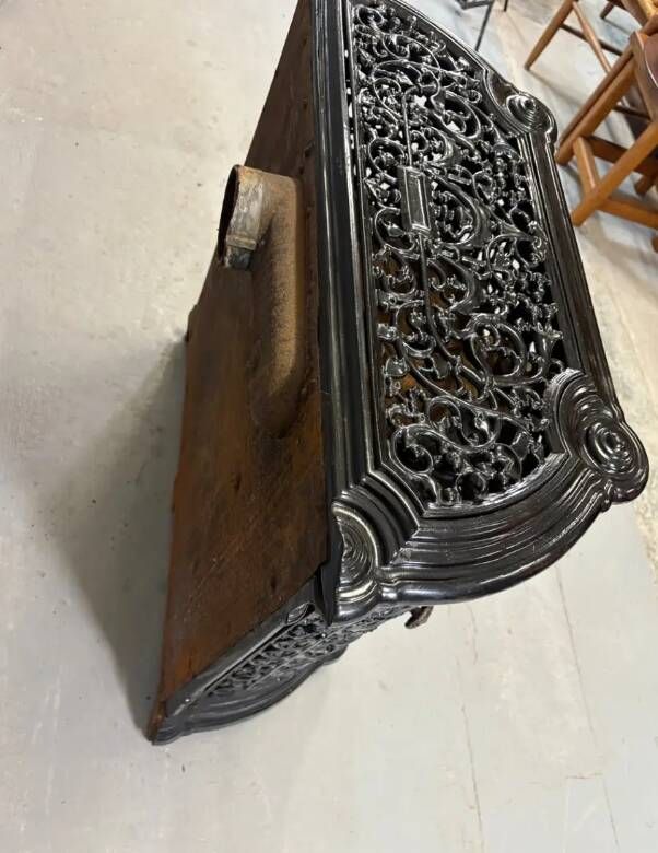 Antique decorative fireplace insert ornate cast iron black 1900s French style