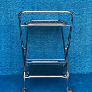 Vintage folding server 1970 with 2 smoked glass trays