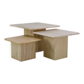 Set of 3 vintage travertine nesting coffee tables