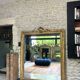 Fireplace mirror with pediment and pearl 178.5/151cm gold leaf, mercury