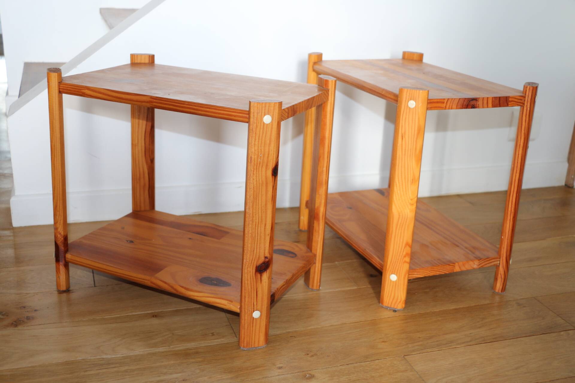 Pair of solid pine bedside tables, 1980