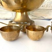 Brass Punch Bowl Set with 12 Cups, Ladle – French Vintage Mid-Century