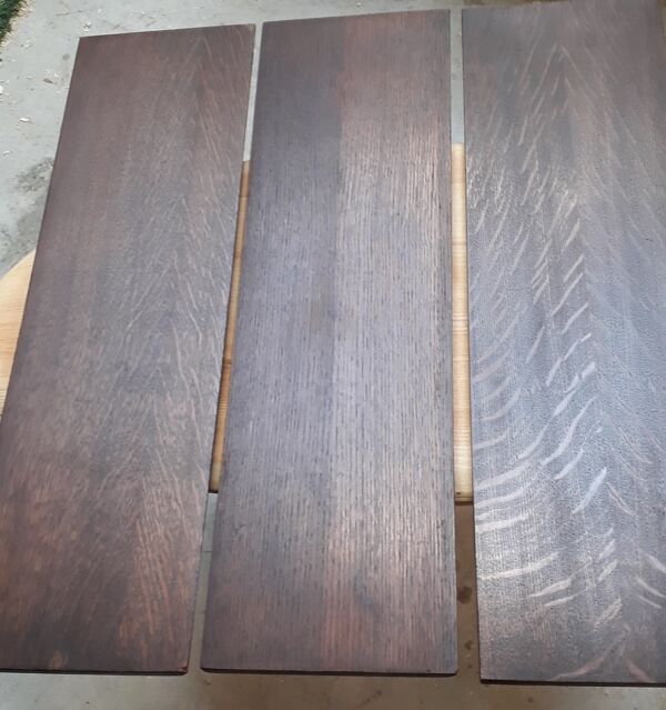 Etagere scandinave 1940 a 50 tomado acier et 3 plateaux 65x19. Plaquage bois bisauté 60x86 super et