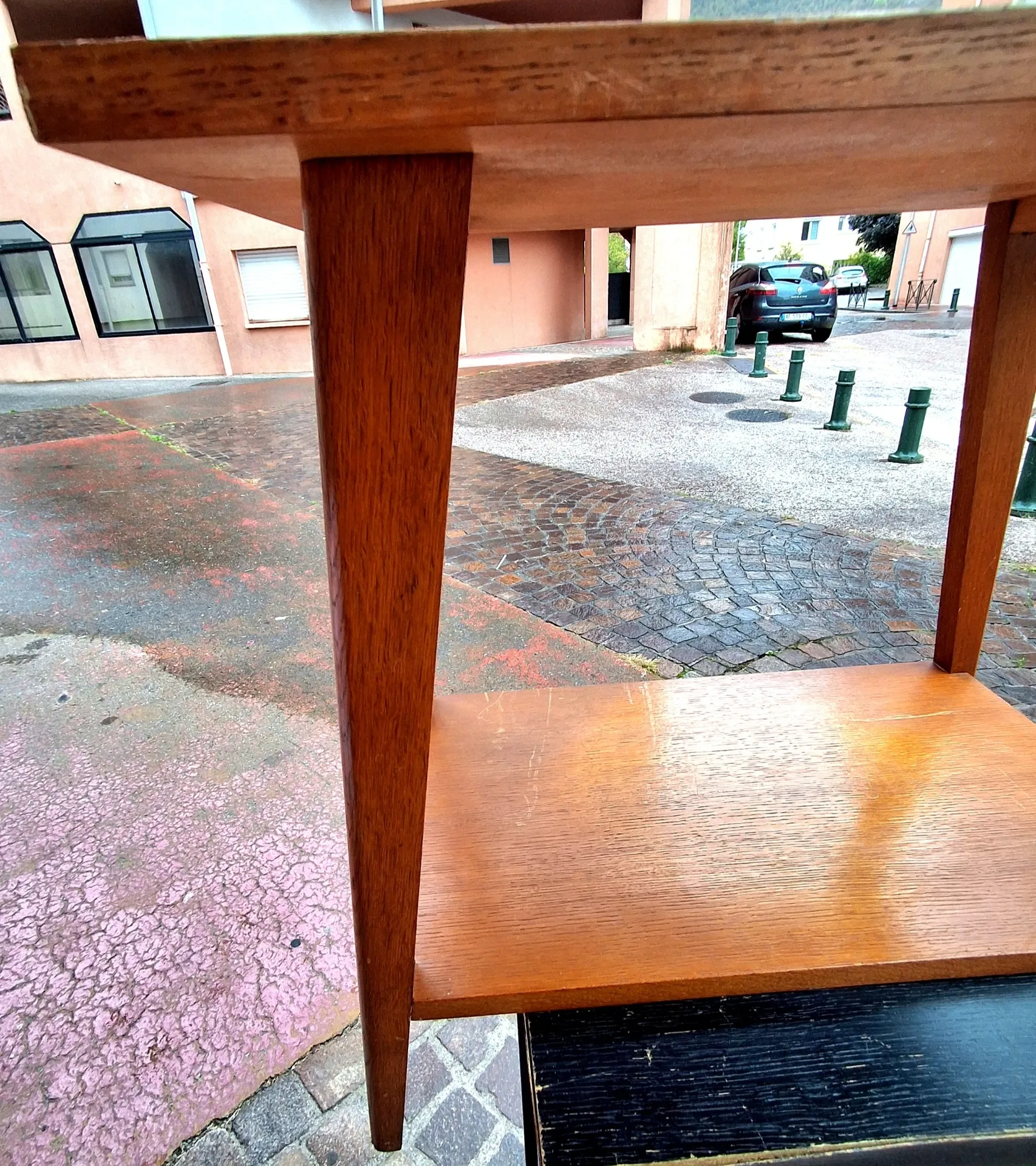 Side table, console with tapered legs, 1970s Scandinavian design.