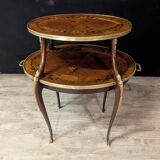 Louis XV style tea table – Marquetry and gilded bronze