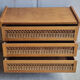 Wood chest of drawers and rattan cross, vintage, 60s