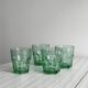 4 verres à eau vintage en verre vert translucide