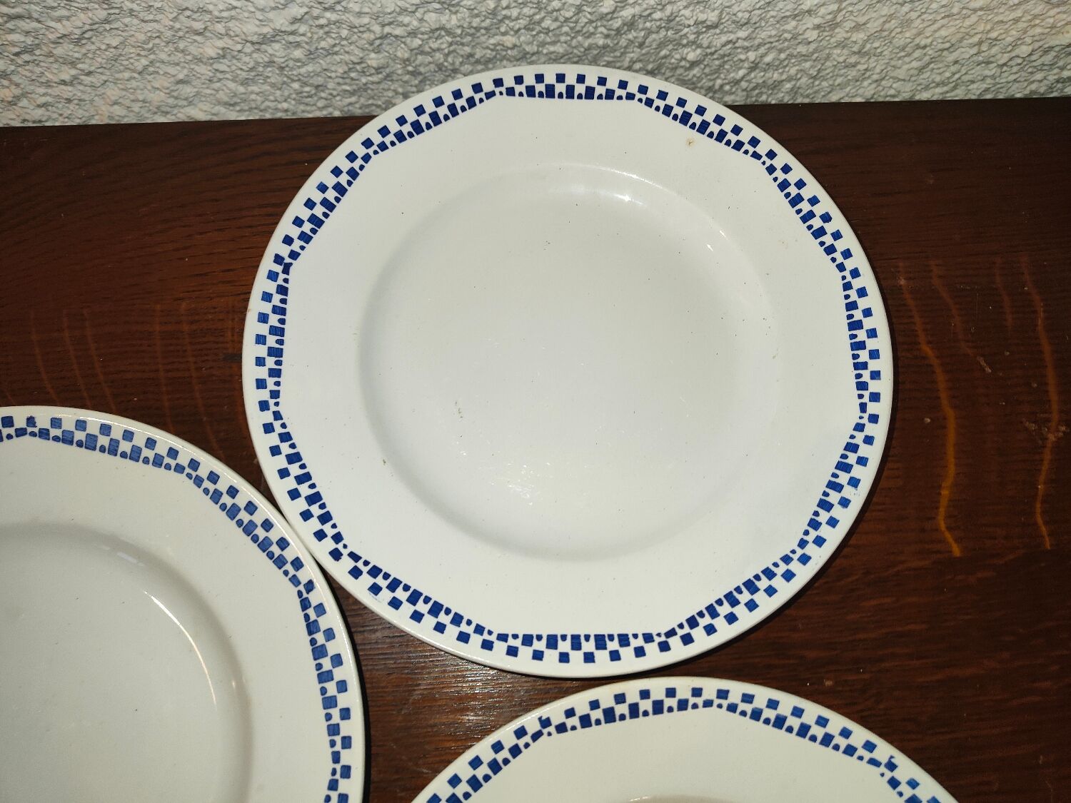 5 flat plates Moulin des loups and Hamage Orchies France blue 50s