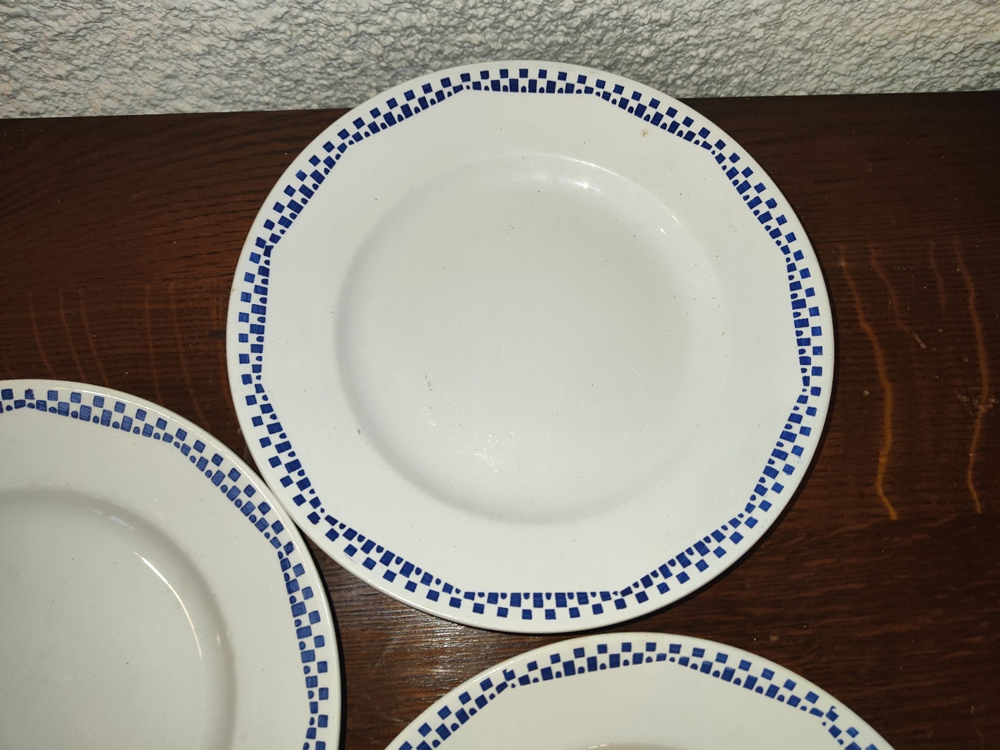 5 flat plates Moulin des loups and Hamage Orchies France blue 50s