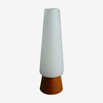 Lampe scandinave opaline en teck